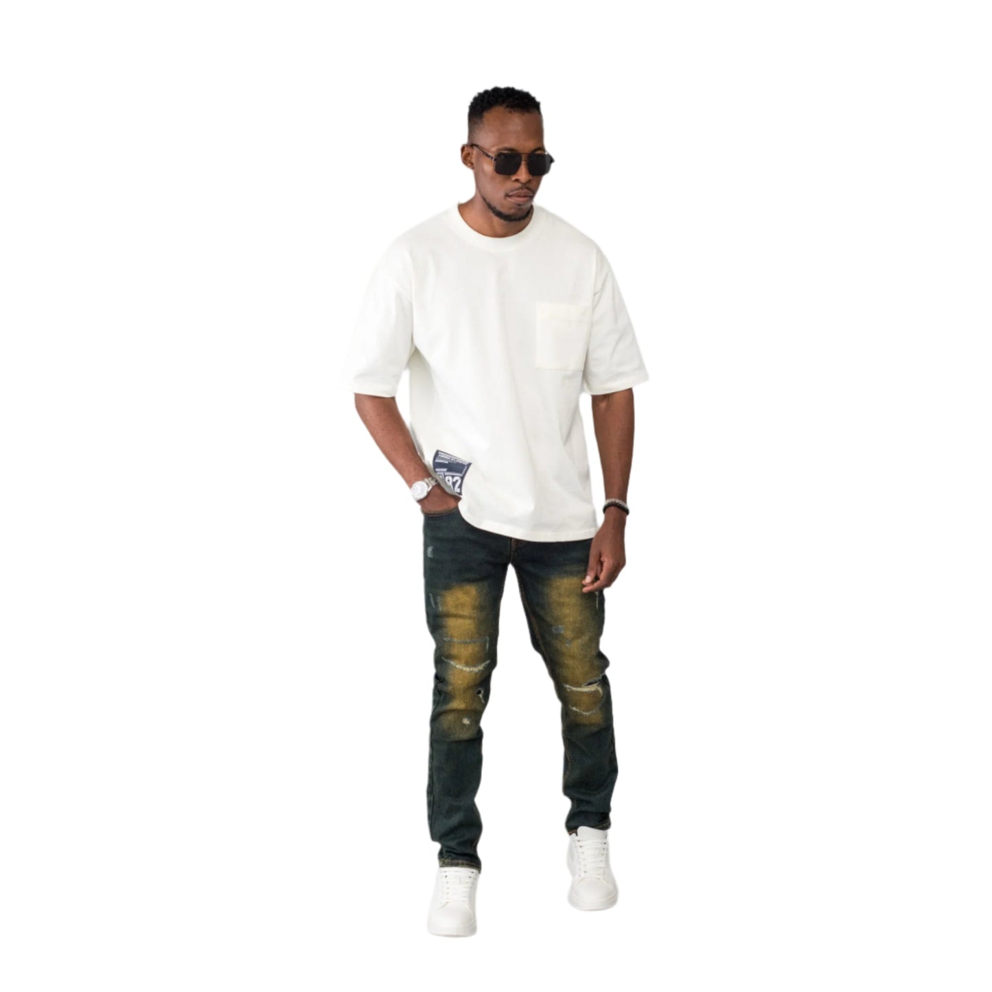 Distressed Gradient Jeans