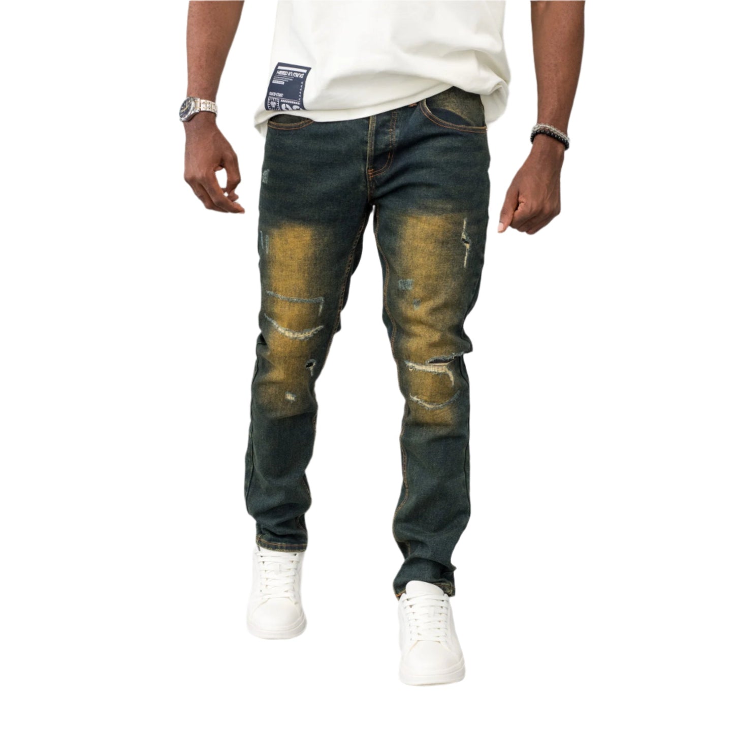 Distressed Gradient Jeans