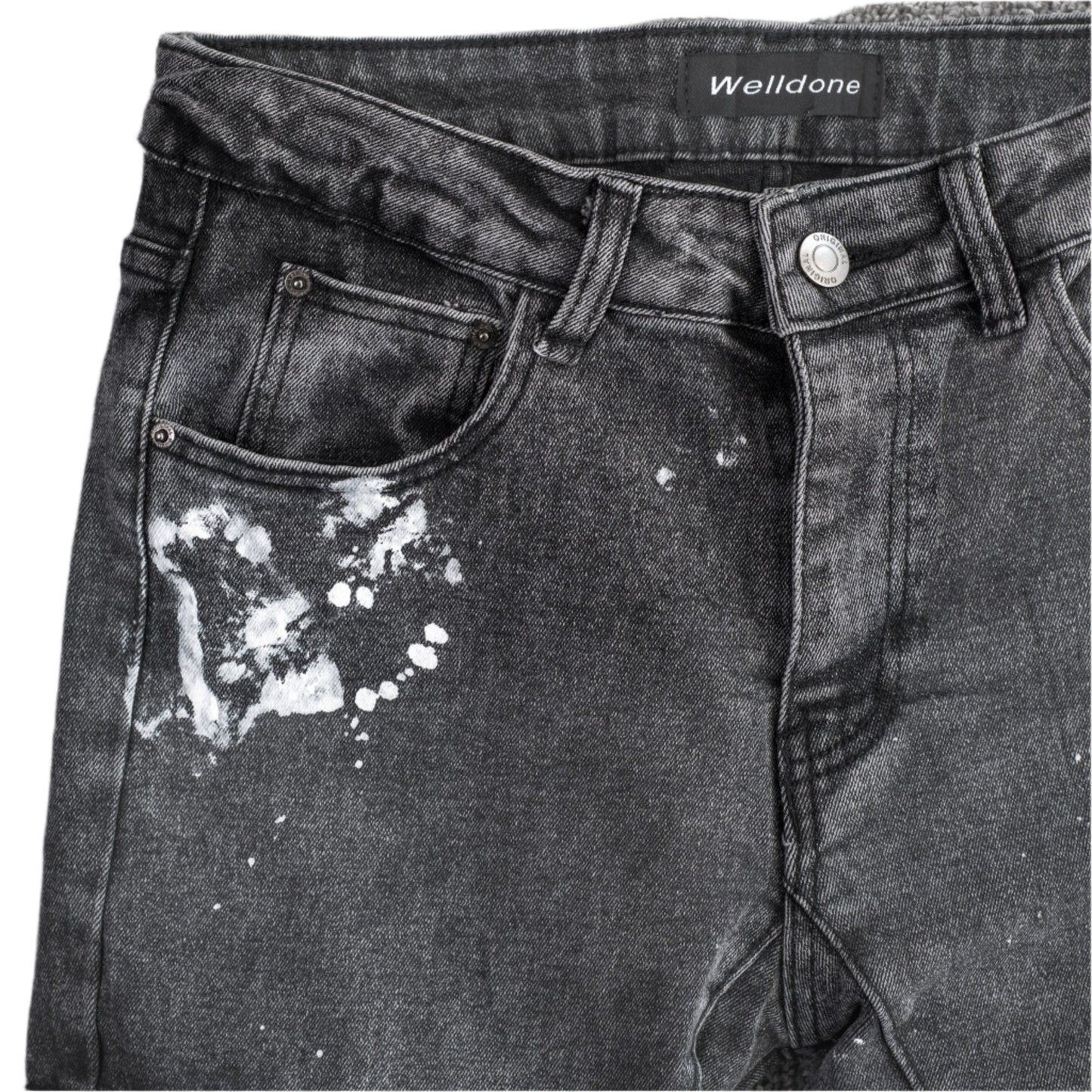 Black Acid Wash Cargo Jeans