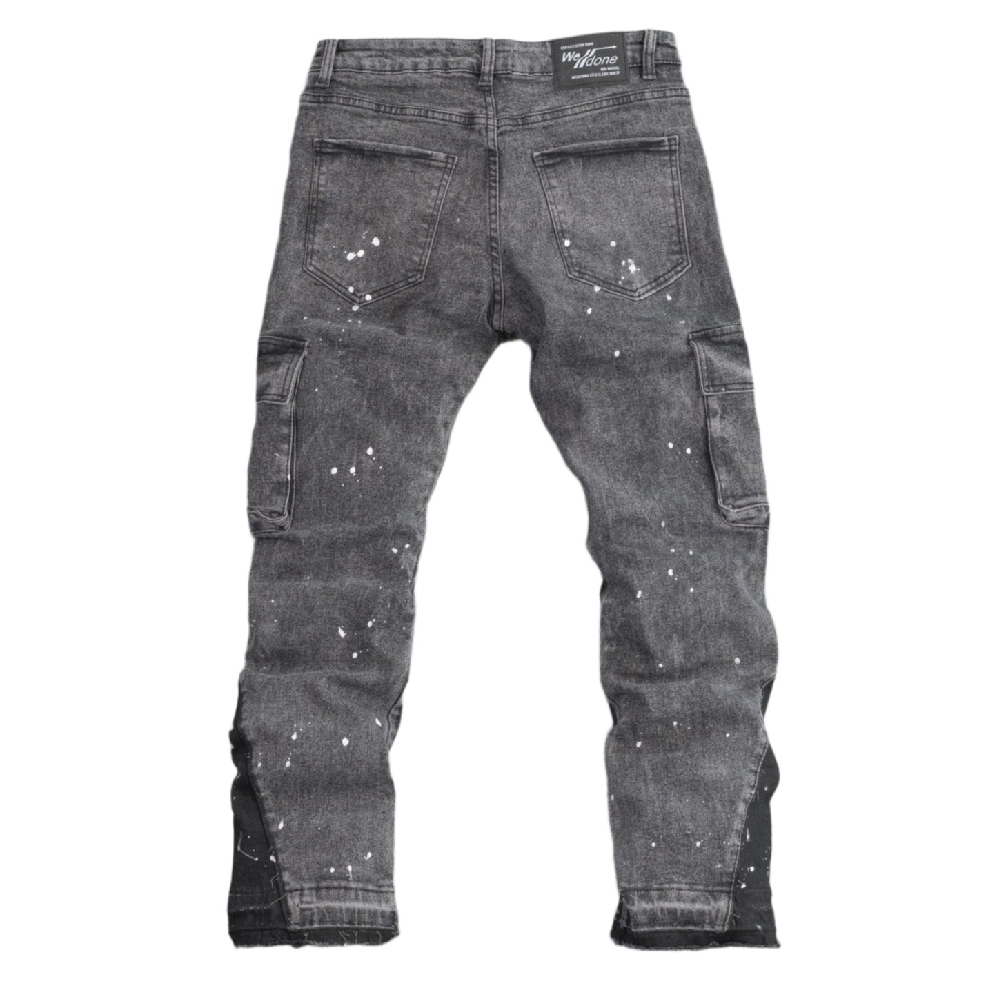 Black Acid Wash Cargo Jeans