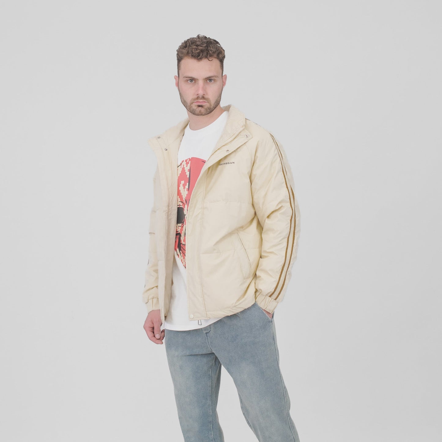 GERDSAN Retro Track Puffer Jacket – Cream Edition