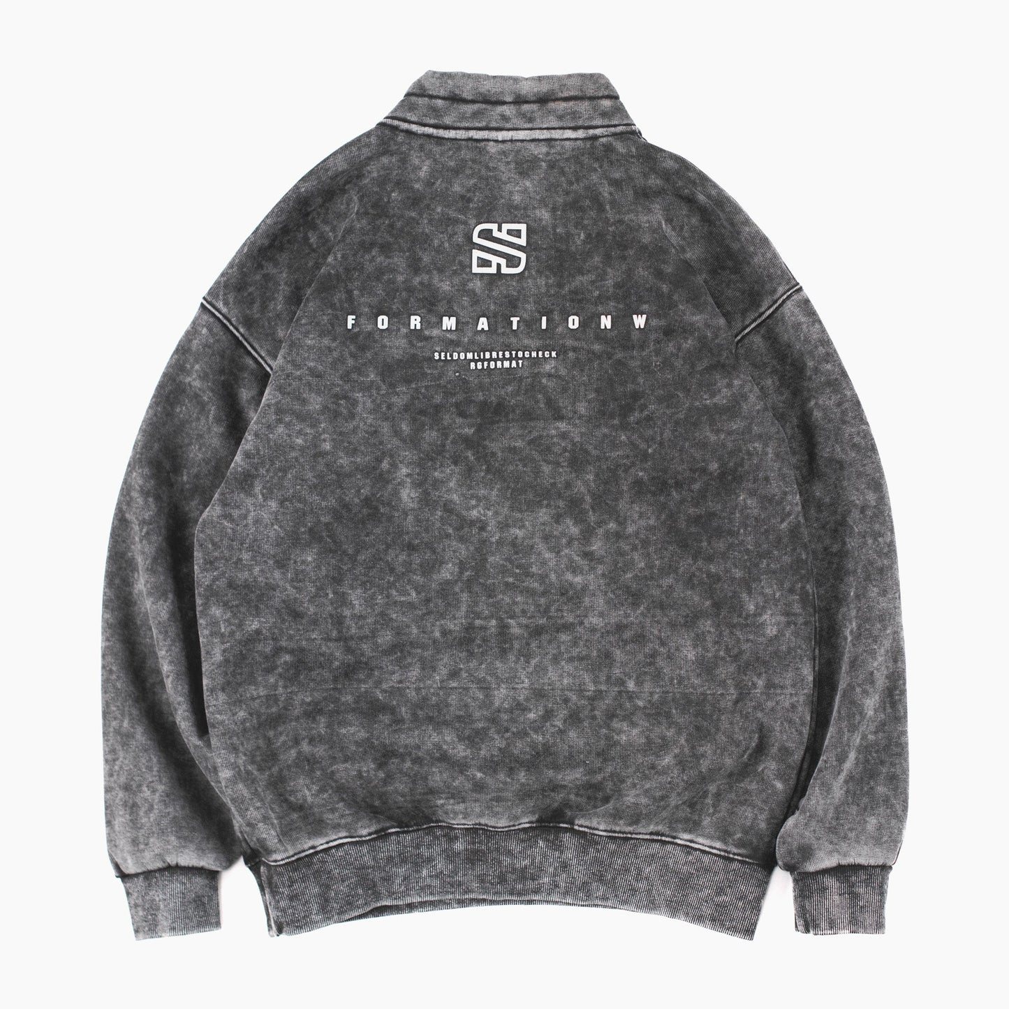 Washed Black Snap-Up Mock Neck Sweatshirt – “Formation W” Series