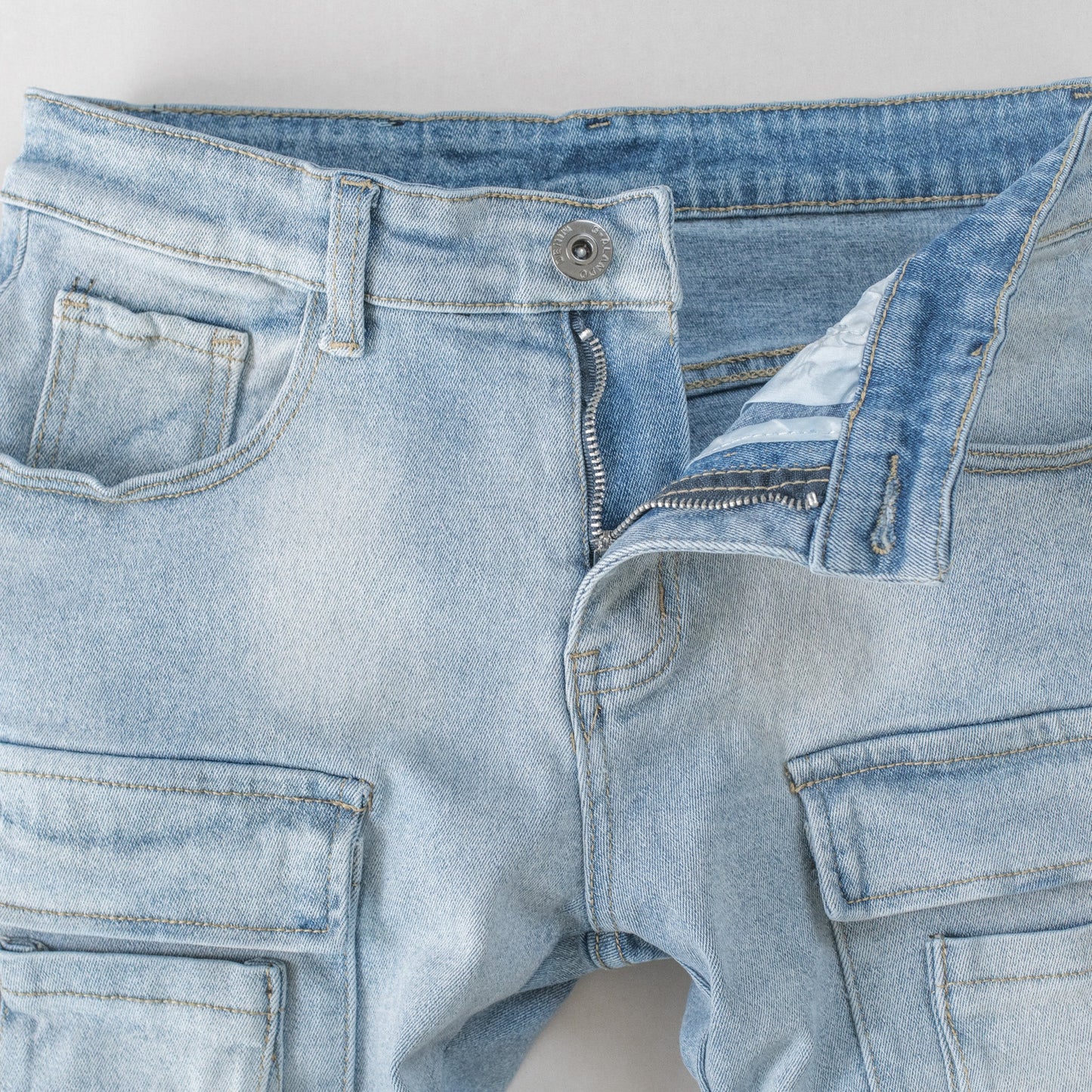 Ice Blue Tactical Cargo Denim