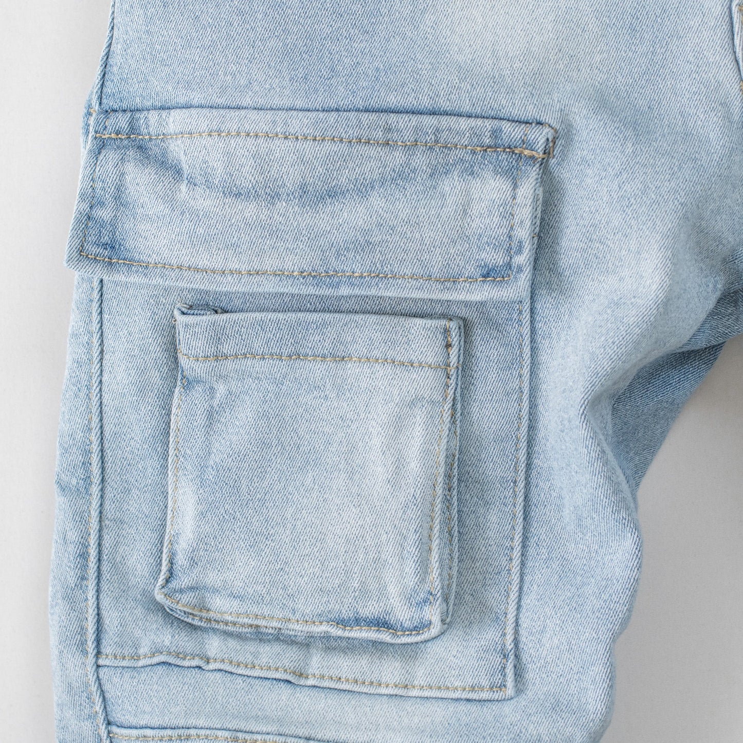 Ice Blue Tactical Cargo Denim