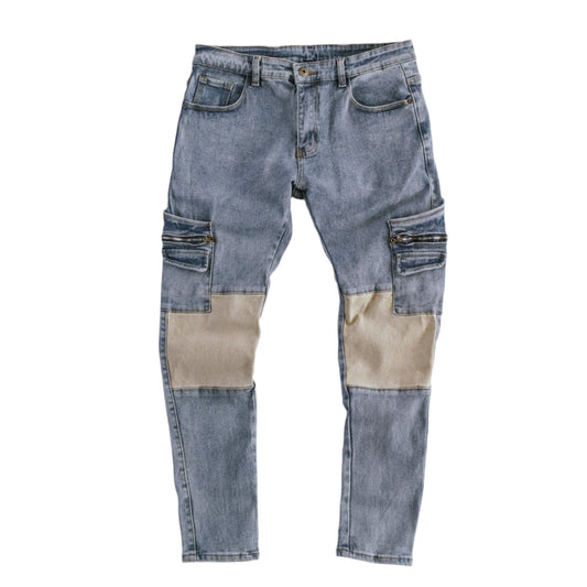 Men’s Hybrid Utility Patchwork Cargo Denim Jeans