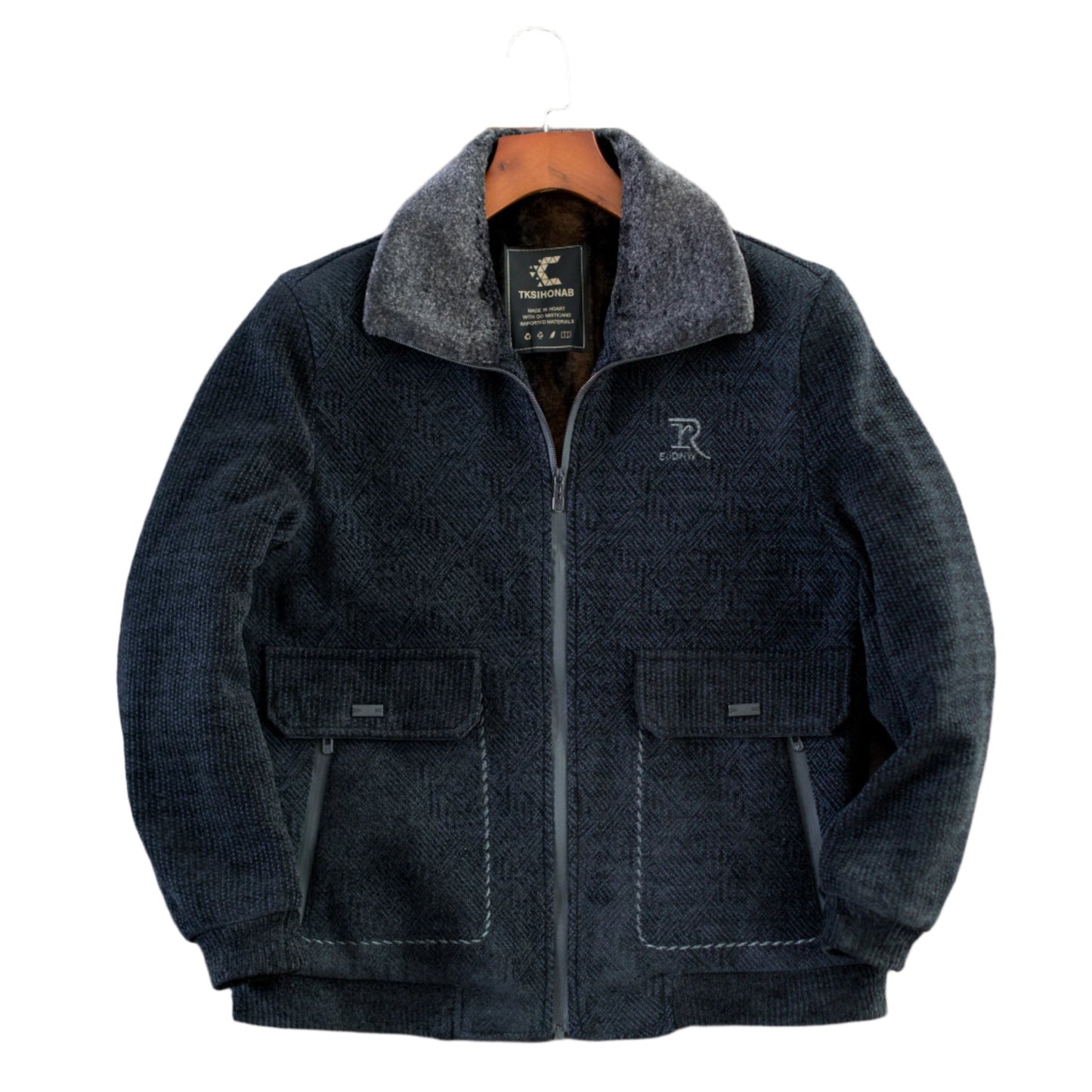 Midnight Weave Sherpa-Lined Tactical Jacket