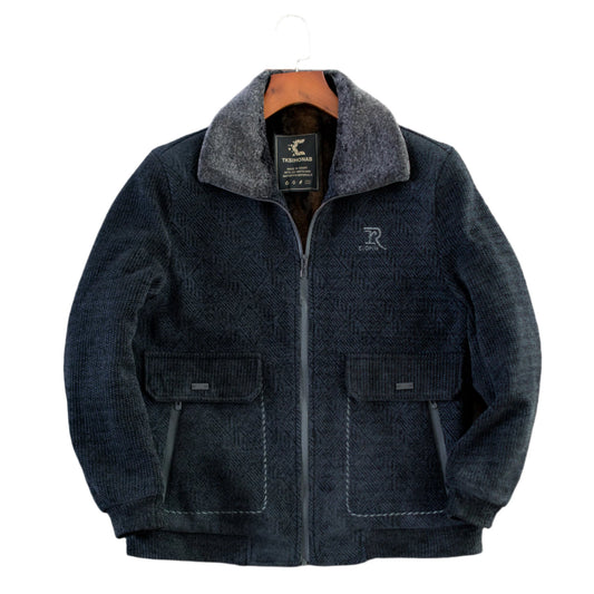 Midnight Weave Sherpa-Lined Tactical Jacket