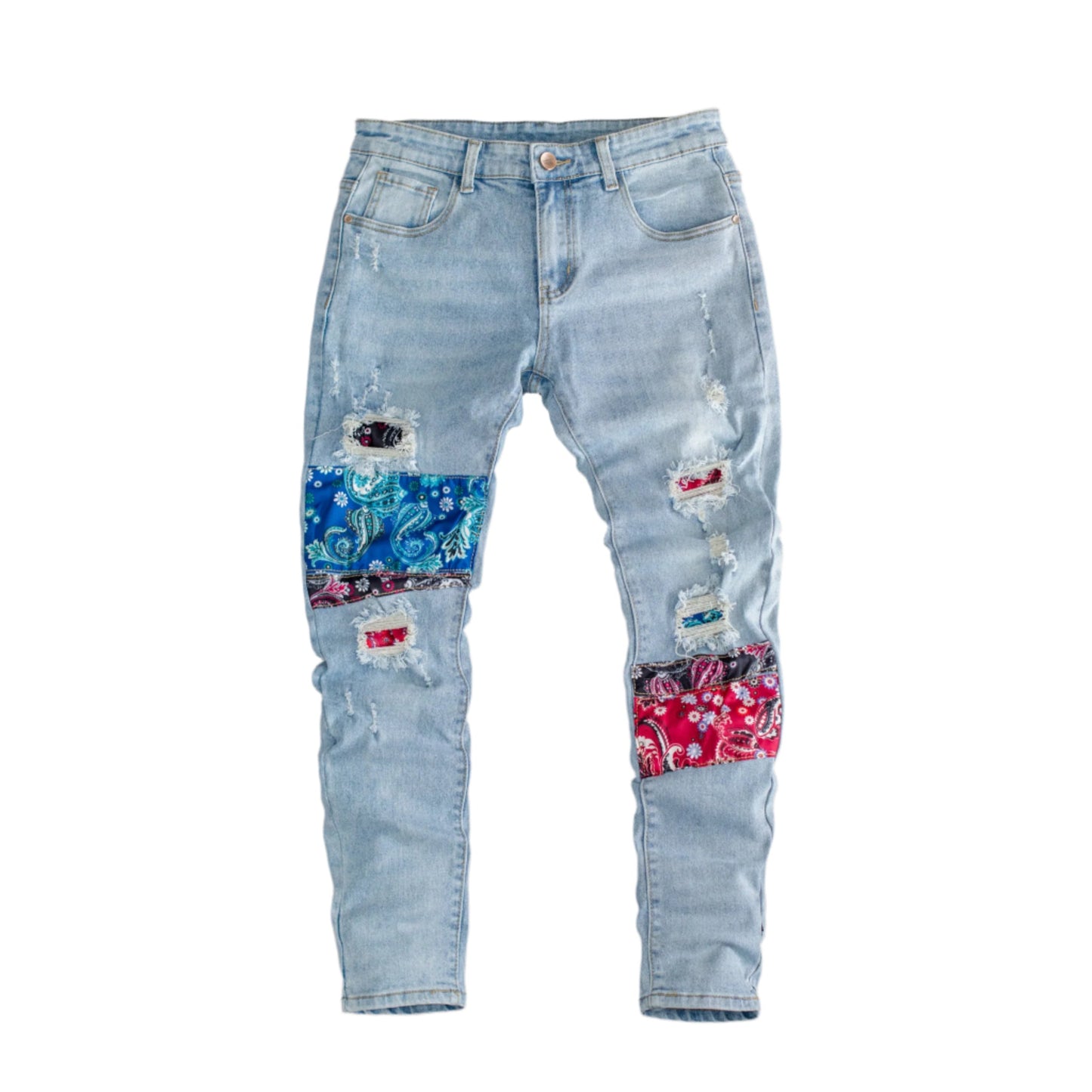 Urban Patchwork Distressed Denim Jeans