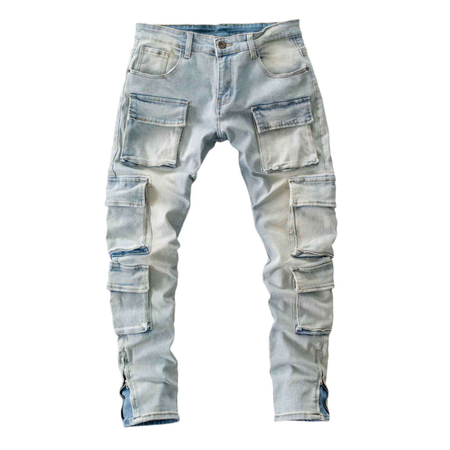 Tactical Multi-Pocket Cargo Denim Jeans
