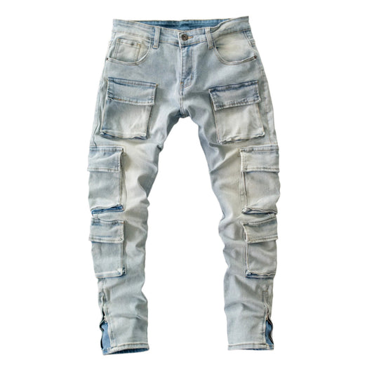 Tactical Multi-Pocket Cargo Denim Jeans