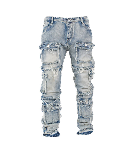 Rogue Heavy-Distress Multi-Pocket Denim