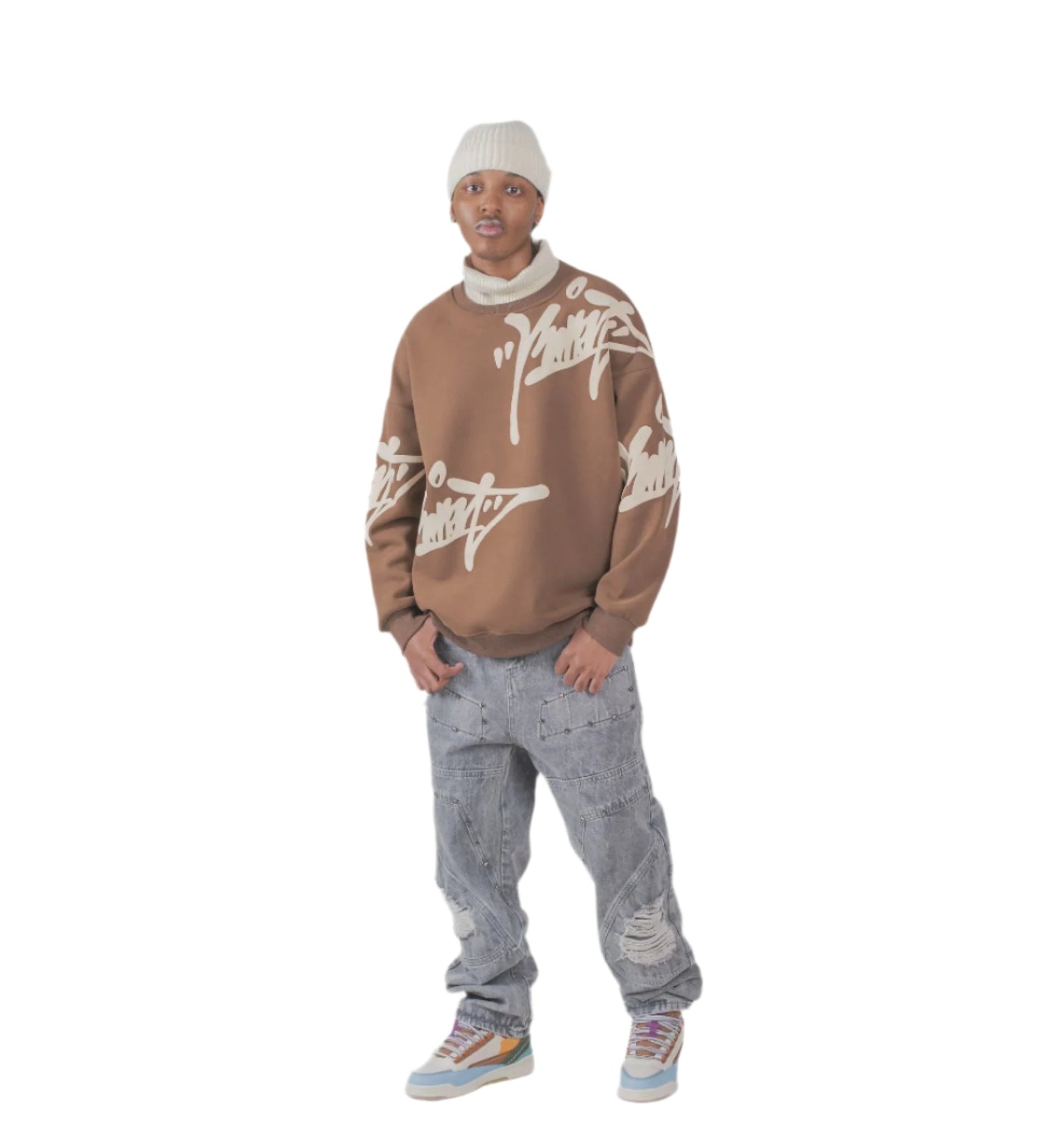 “Tag City” Oversized Graffiti Crewneck Sweatshirt