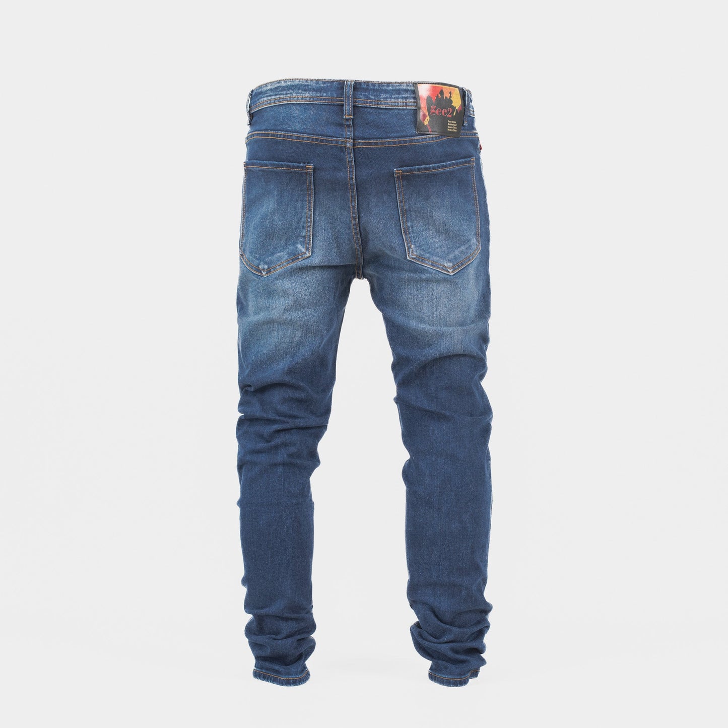 GEE2 Distressed “79” Graphic Slim Fit Denim Jeans