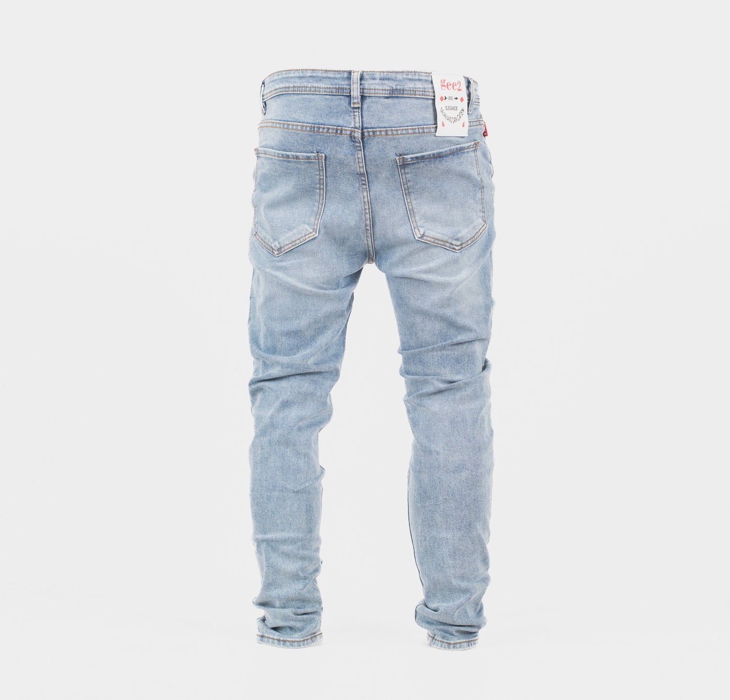 GEE2 Distressed “79” Graphic Slim Fit Denim Jeans