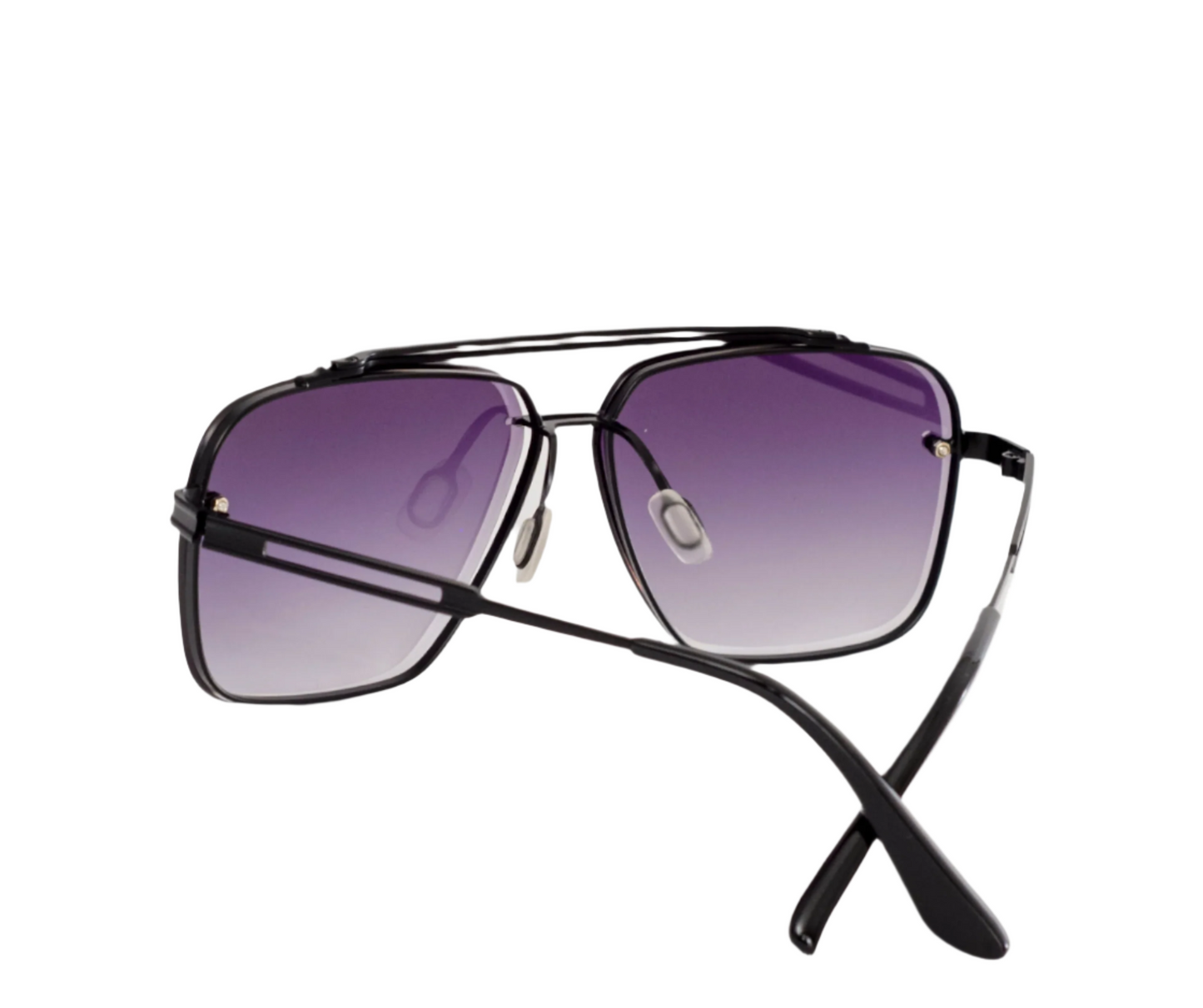 Men Full Rim Square Double Bridge Alloy Frame Sunglasses