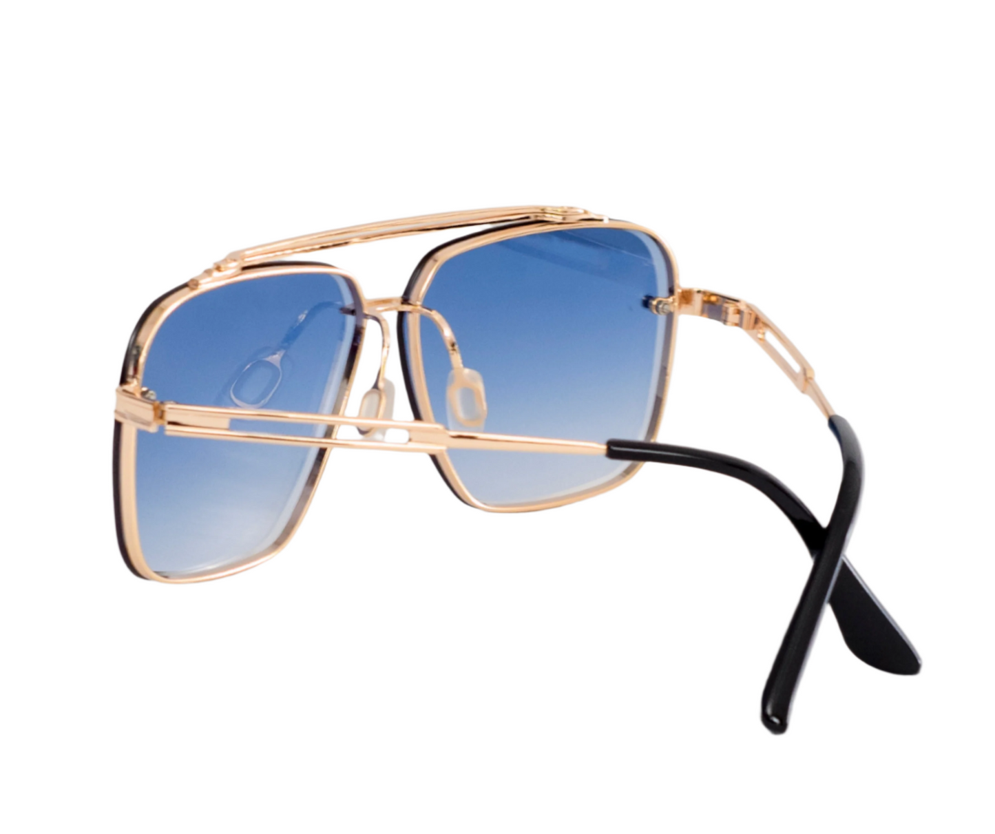 Men Full Rim Square Double Bridge Alloy Frame Sunglasses