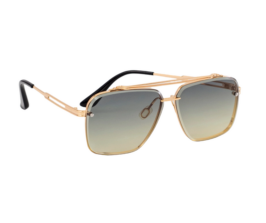 Men Full Rim Square Double Bridge Alloy Frame Sunglasses