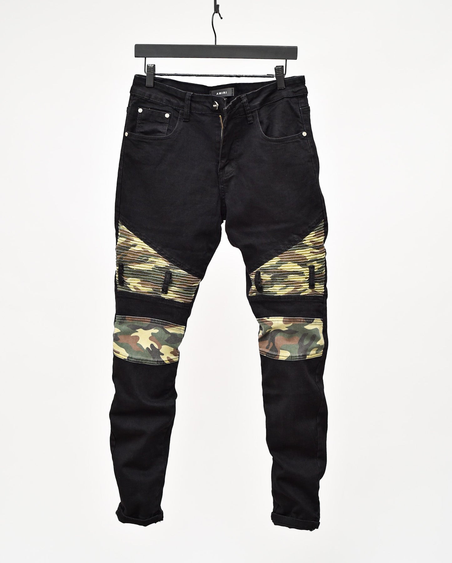 Pencil Camouflage Patched Denim