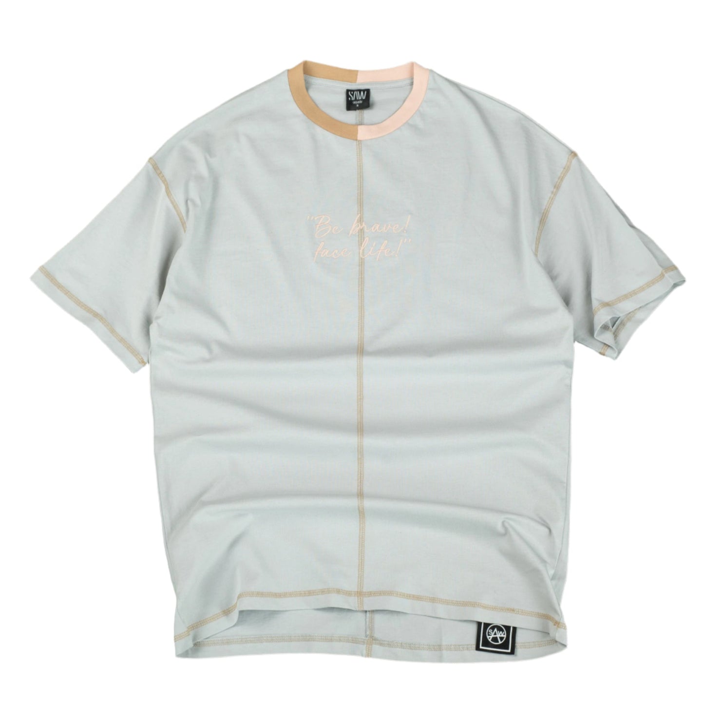 Men Letter Graphic( Be Brave!, Face Life!) Over Size T-shirt