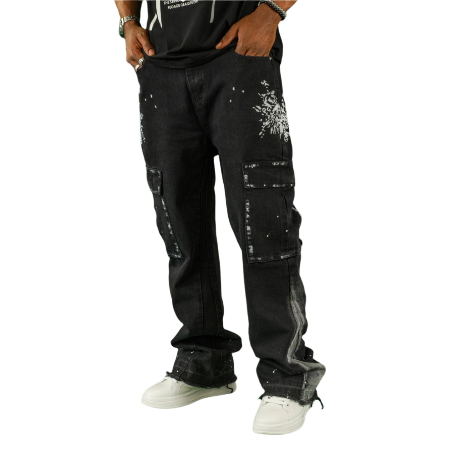 Urban Splatter Slim Flare Cargo Jeans ONLY