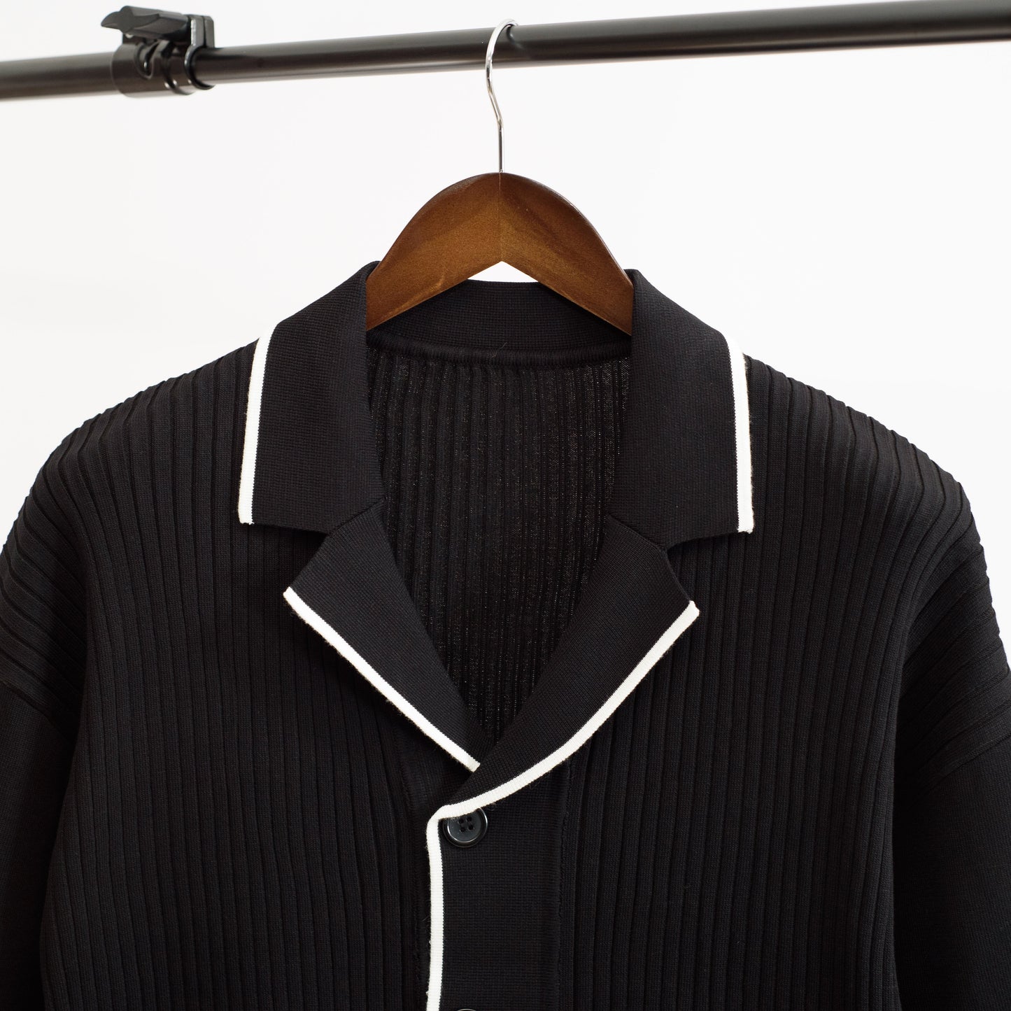 Men Knitted Button Up Shirt/ Short