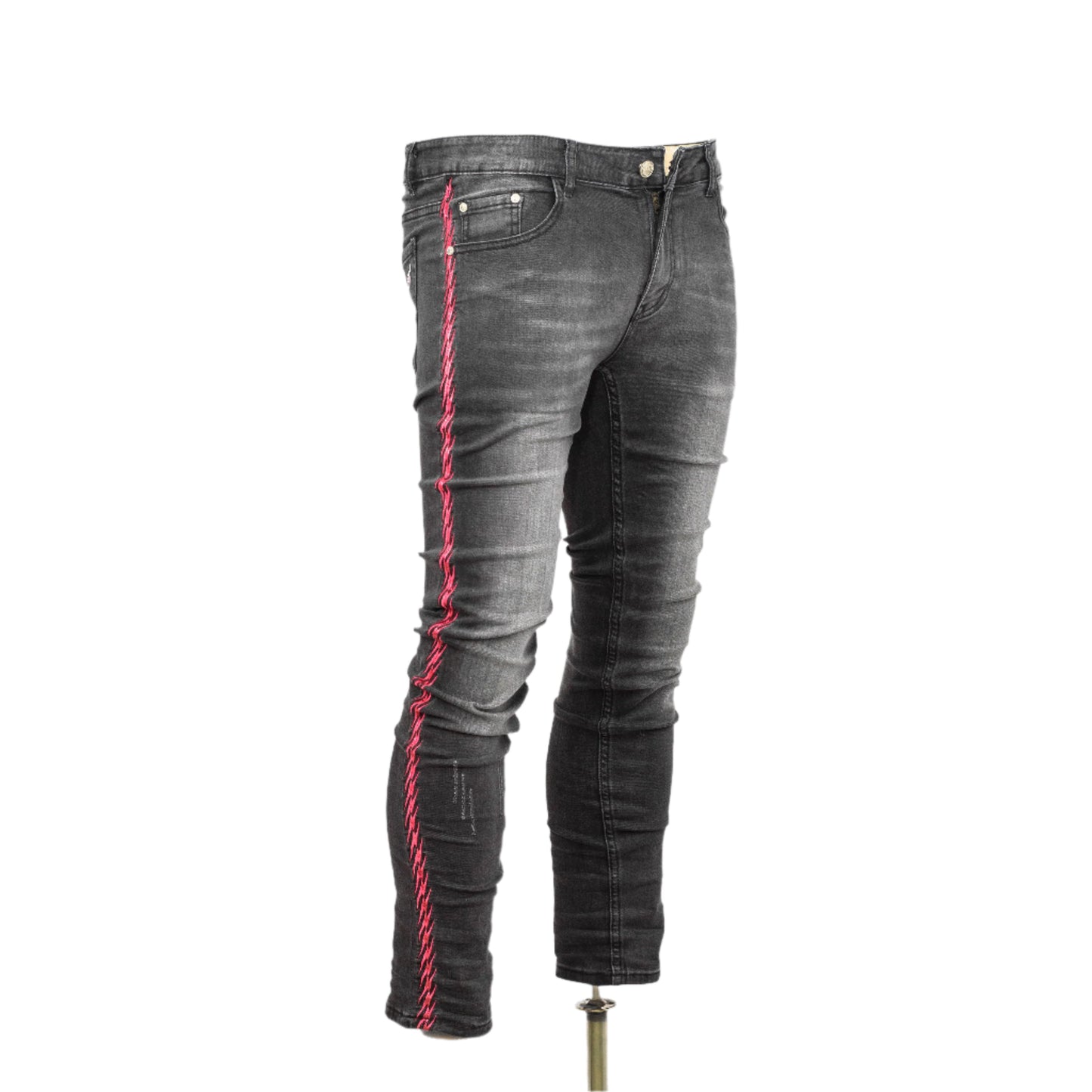 Men’s Distressed Side stripe Grey Skinny Jeans
