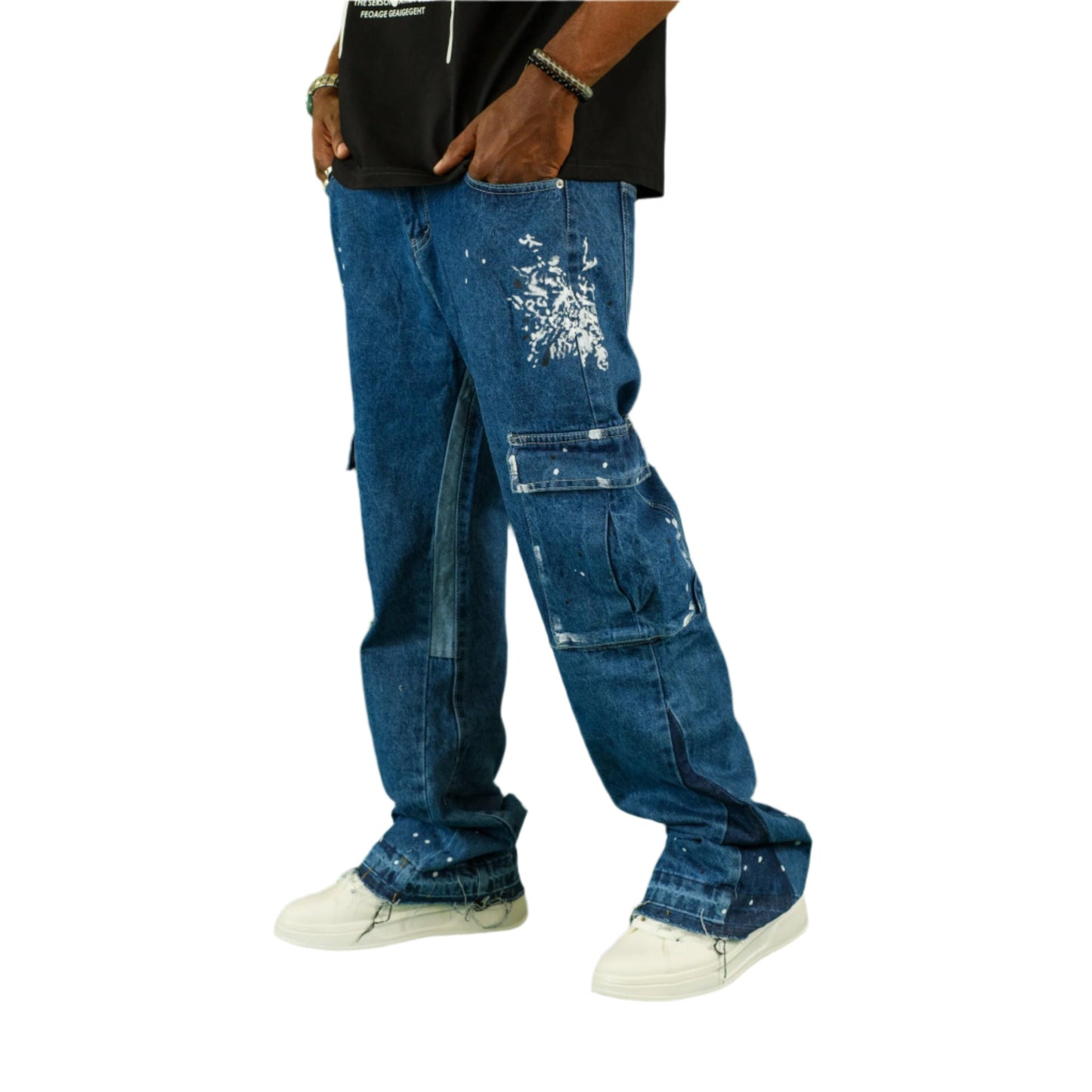 Urban Splatter Slim Flare Cargo Jeans ONLY