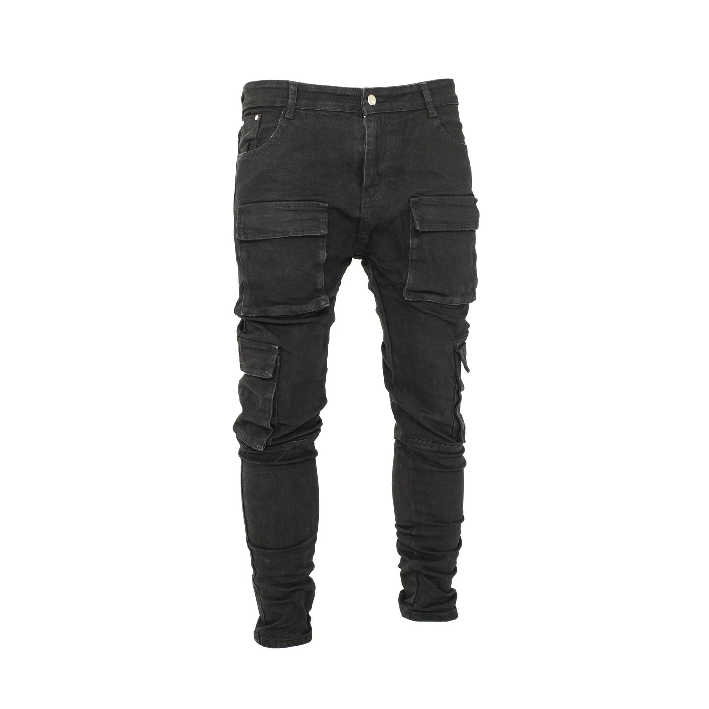 Men’s Multi Pocket Cargo Style Skinny Fit Denim Jeans.