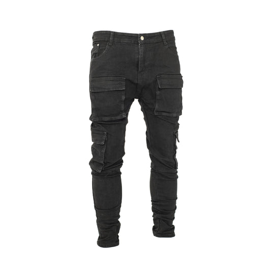 Men’s Multi Pocket Cargo Style Skinny Fit Denim Jeans.