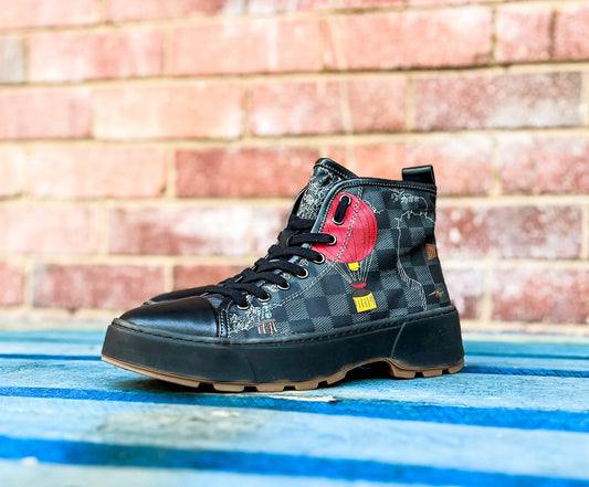 Checkered Graphic Designer Boots