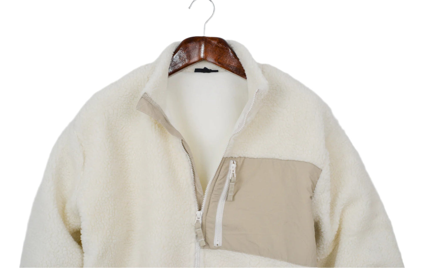 Men Pocket Front Zipper Teddy Jacket