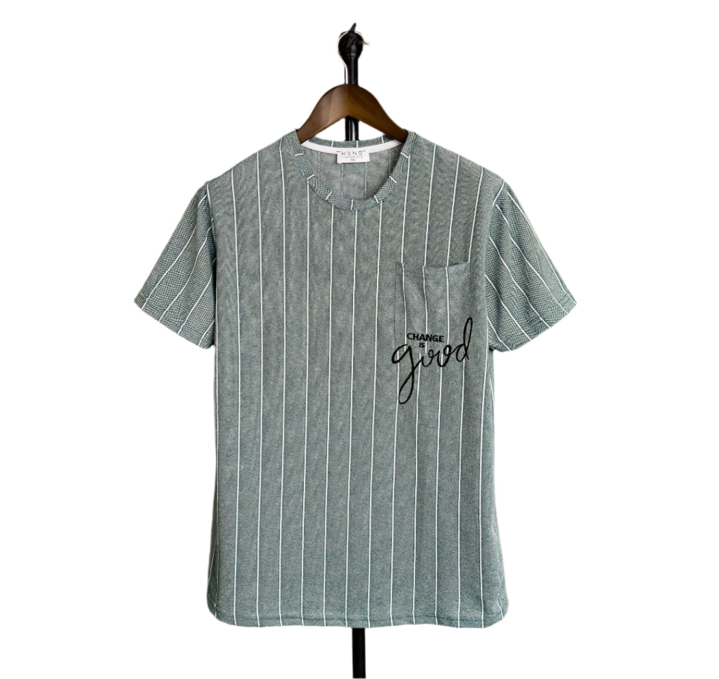 Men’s Knit Pocket Change I’d good Graphic Embroidered Tshirt