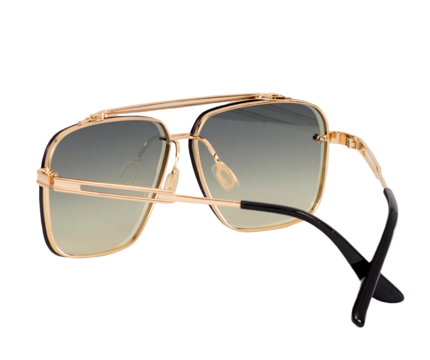 Men Full Rim Square Double Bridge Alloy Frame Sunglasses