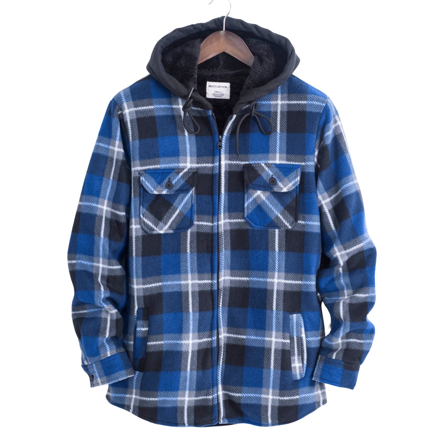 Distortion Men’s Hooded Long Sleeve Thickened Shirt