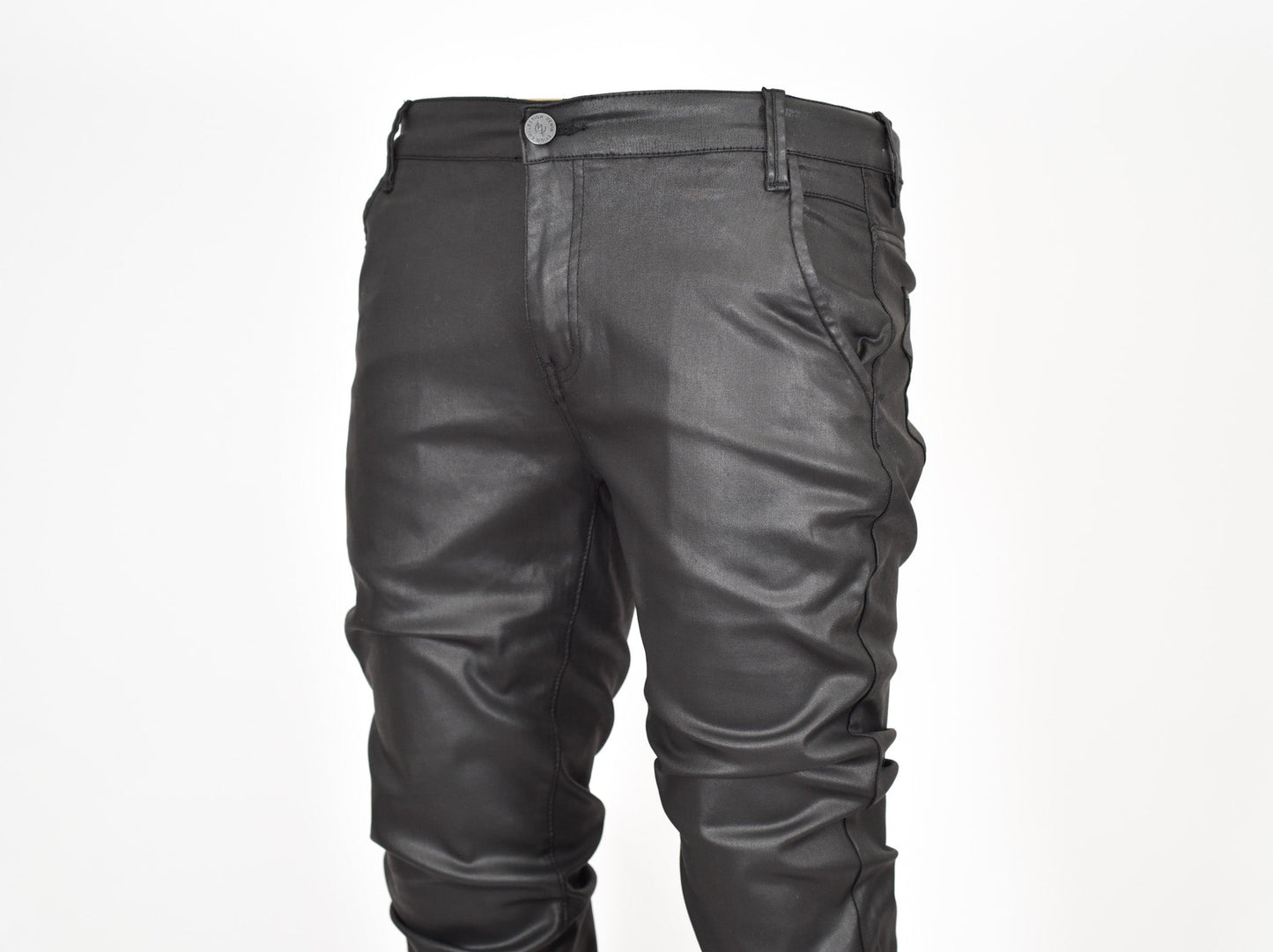 Black Wax Straight Slim Denim Jeans