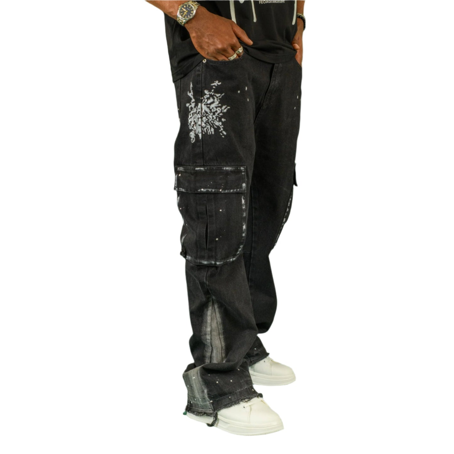 Urban Splatter Slim Flare Cargo Jeans ONLY