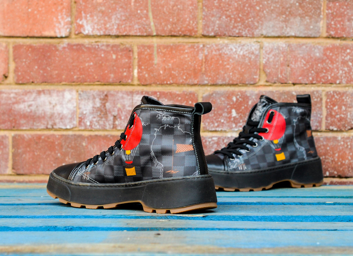 Checkered Graphic Designer Boots