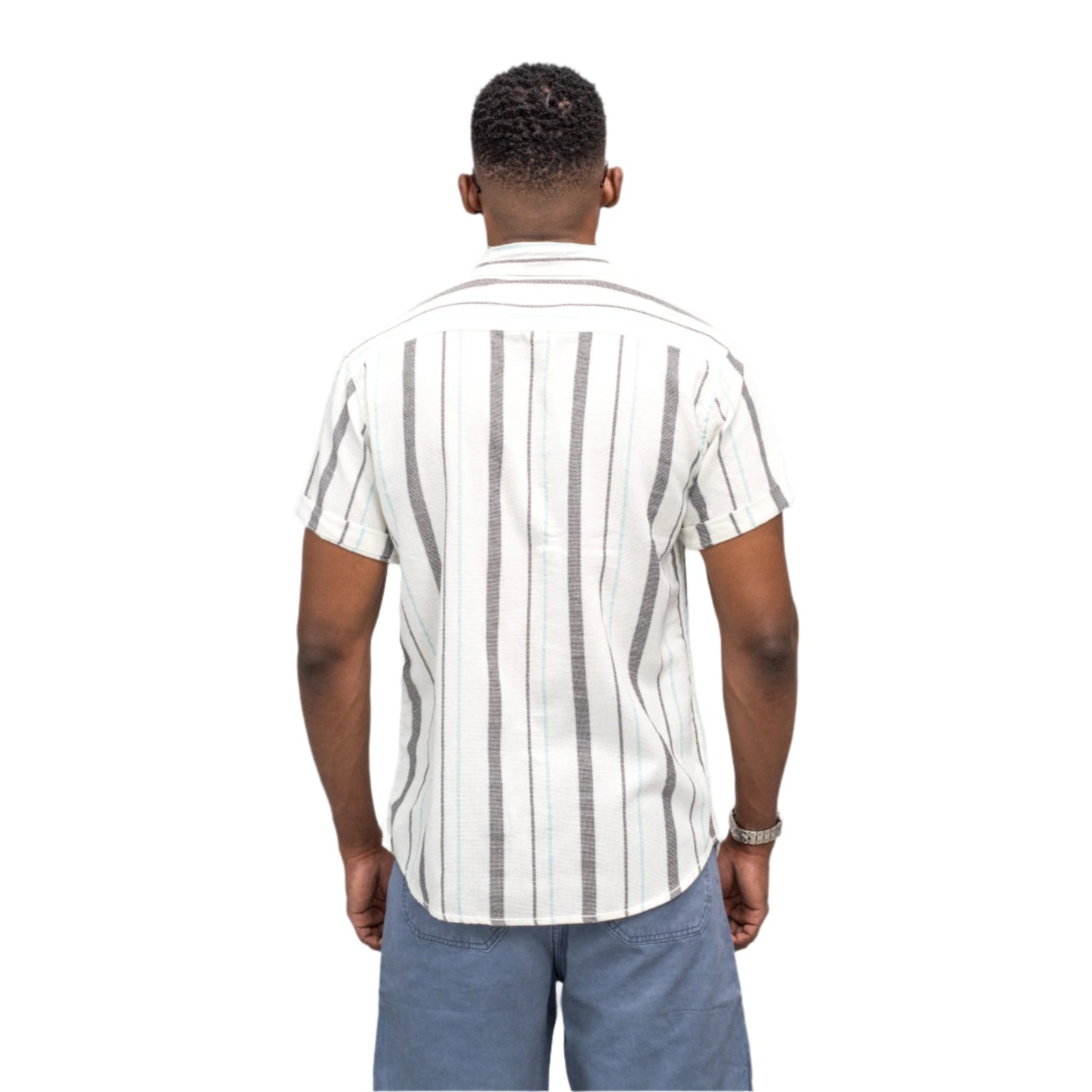 Striped Linen Button-Up Shirt ONLY