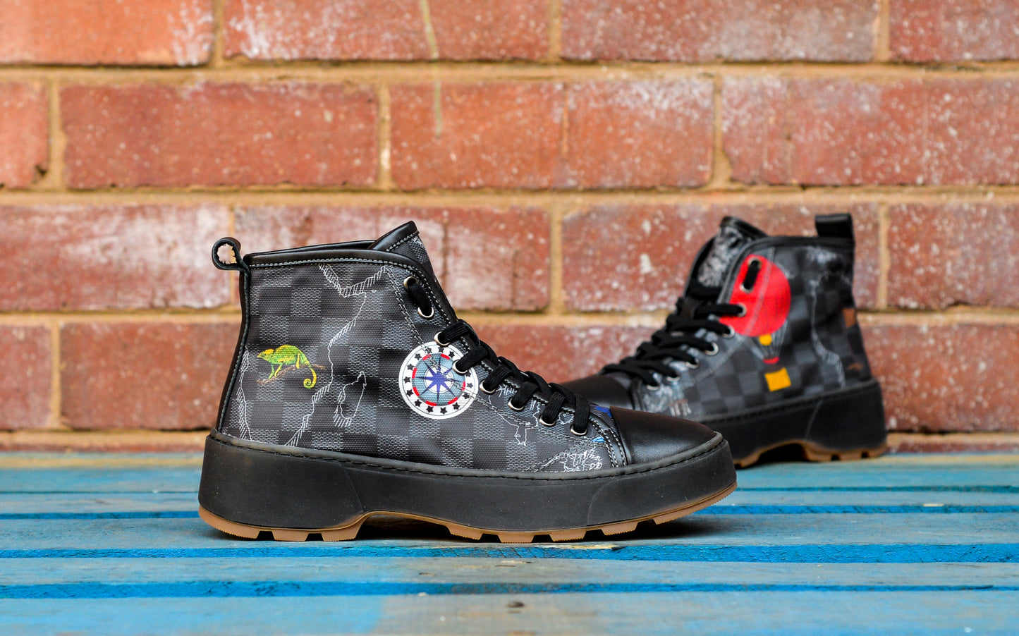 Checkered Graphic Designer Boots