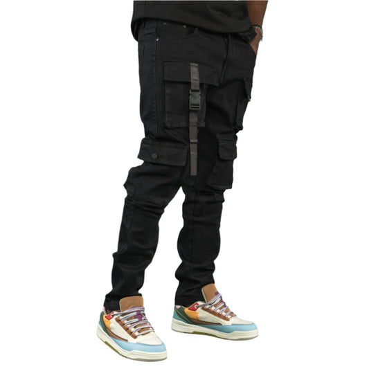 Men’s Skinny Multi-Pocket Cargo Duffey Denim Jeans ONLY