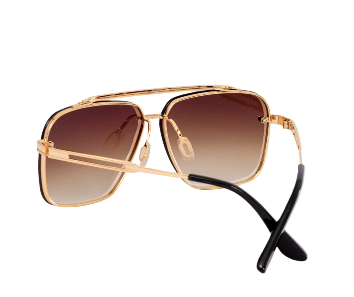 Men Full Rim Square Double Bridge Alloy Frame Sunglasses