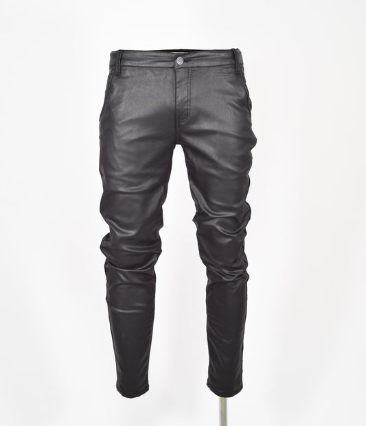 Black Wax Straight Slim Denim Jeans