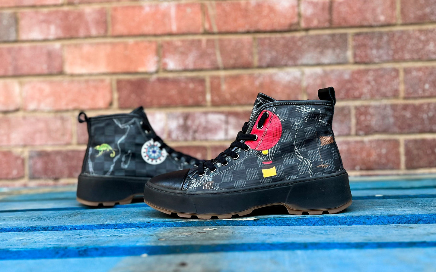 Checkered Graphic Designer Boots