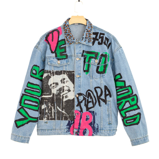 Distressed Trucker Retro Hard Rock Cafe Denim Jacket