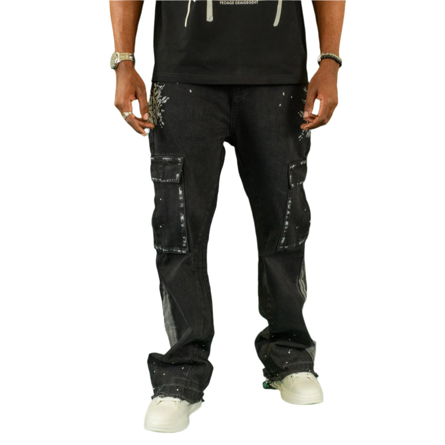 Urban Splatter Slim Flare Cargo Jeans ONLY