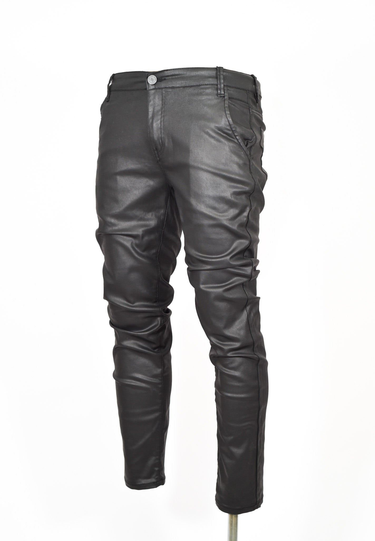 Black Wax Straight Slim Denim Jeans