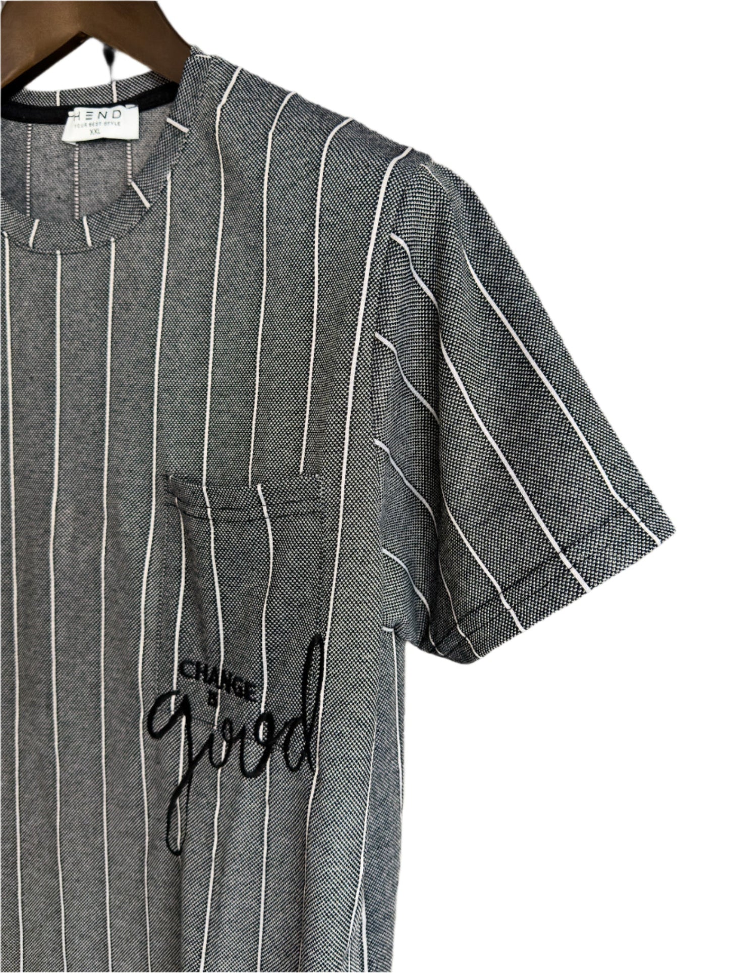 Men’s Knit Pocket Change I’d good Graphic Embroidered Tshirt