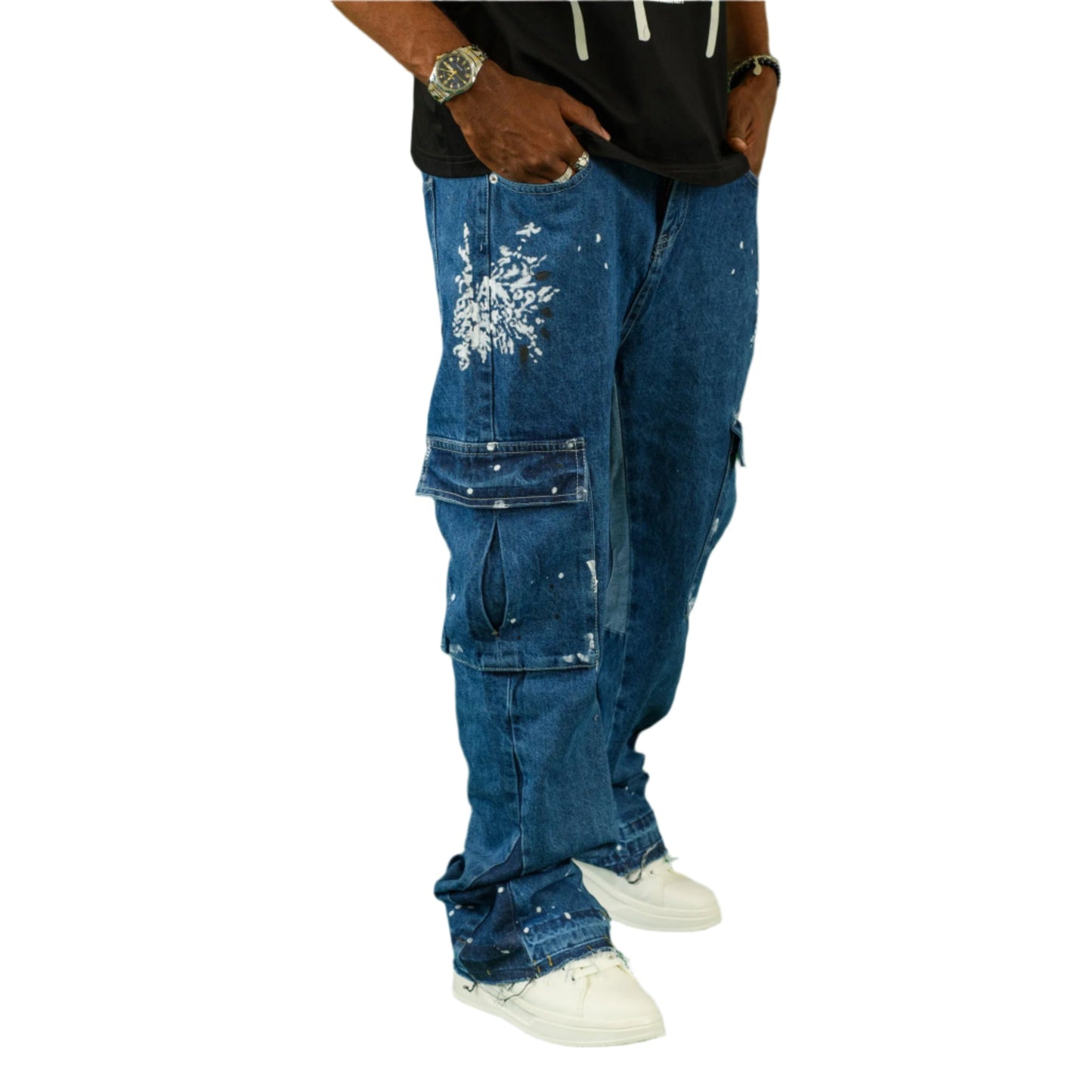 Urban Splatter Slim Flare Cargo Jeans ONLY