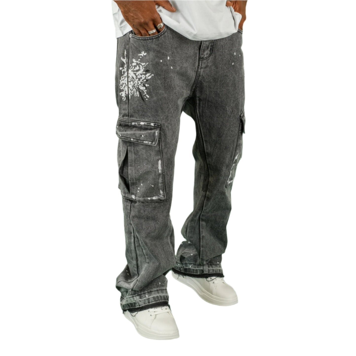 Urban Splatter Slim Flare Cargo Jeans ONLY