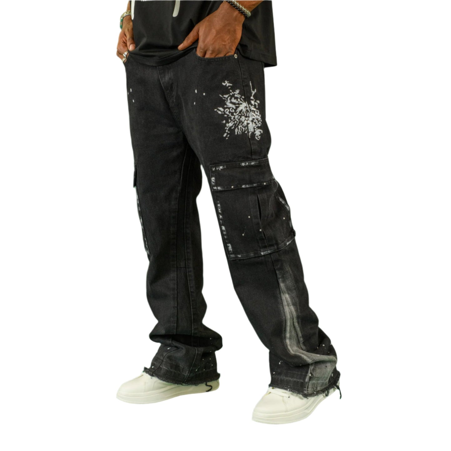 Urban Splatter Slim Flare Cargo Jeans ONLY